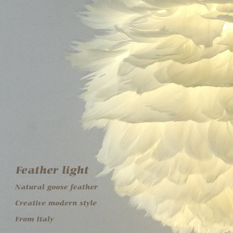 Modern Nordic style white nature Goose feather Pendant Lights romantic E27 led pendant lamps for restaurant bedroom living room