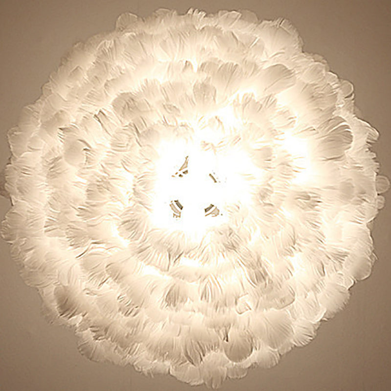 Modern Nordic style white nature Goose feather Pendant Lights romantic E27 led pendant lamps for restaurant bedroom living room