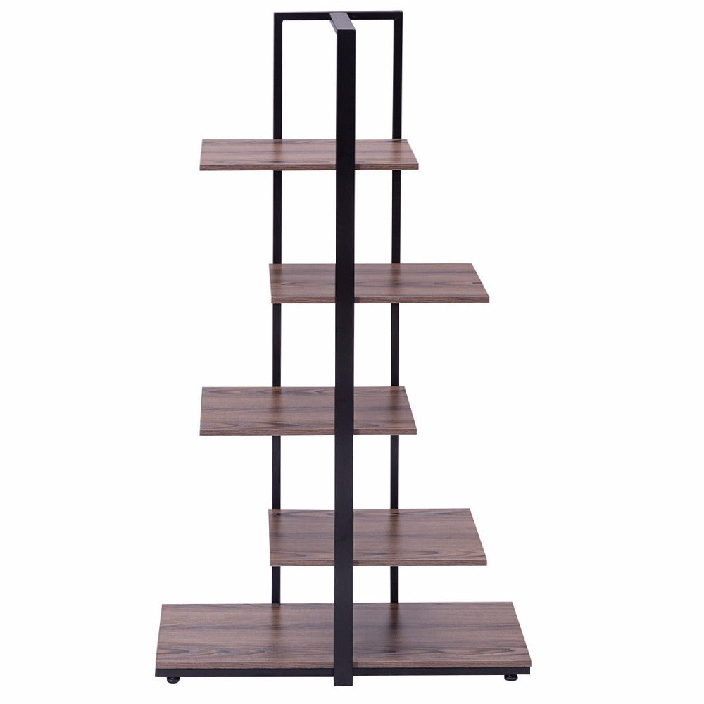 Goplus 5 Tiers Bookcase 60" Modern Open Concept Display Etagere Living Room Shelf Bookshelf Storage Display Furniture HW56037