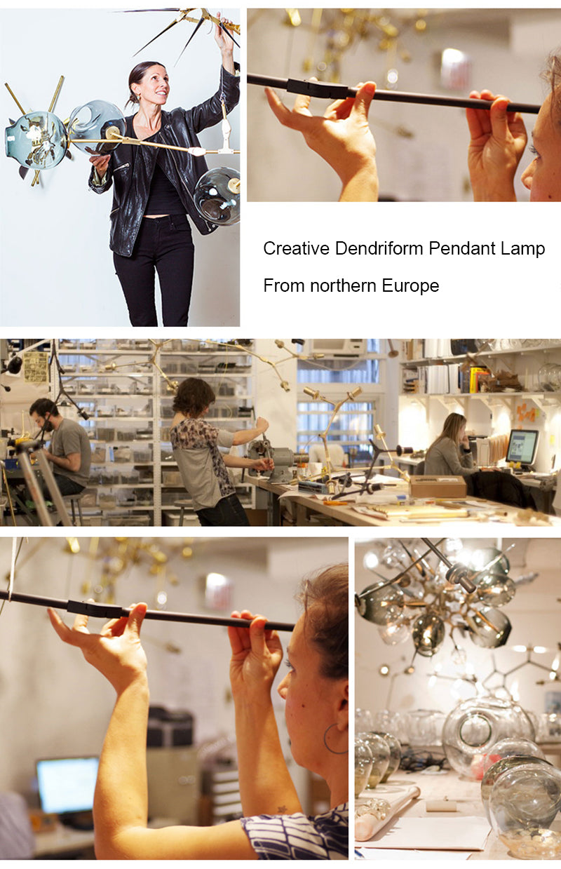 GUXEN 5/7/9 Lights Modern Art Chandelier Nordic Glass Ball lamp gold/black body for dining room.
