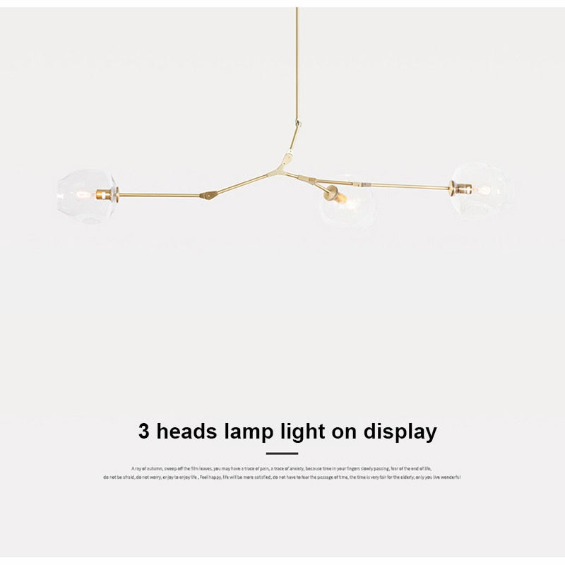GUXEN 5/7/9 Lights Modern Art Chandelier Nordic Glass Ball lamp gold/black body for dining room.