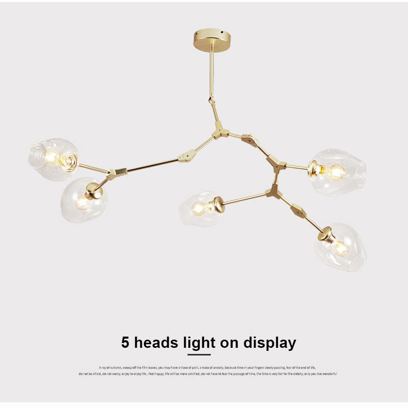 GUXEN 5/7/9 Lights Modern Art Chandelier Nordic Glass Ball lamp gold/black body for dining room.