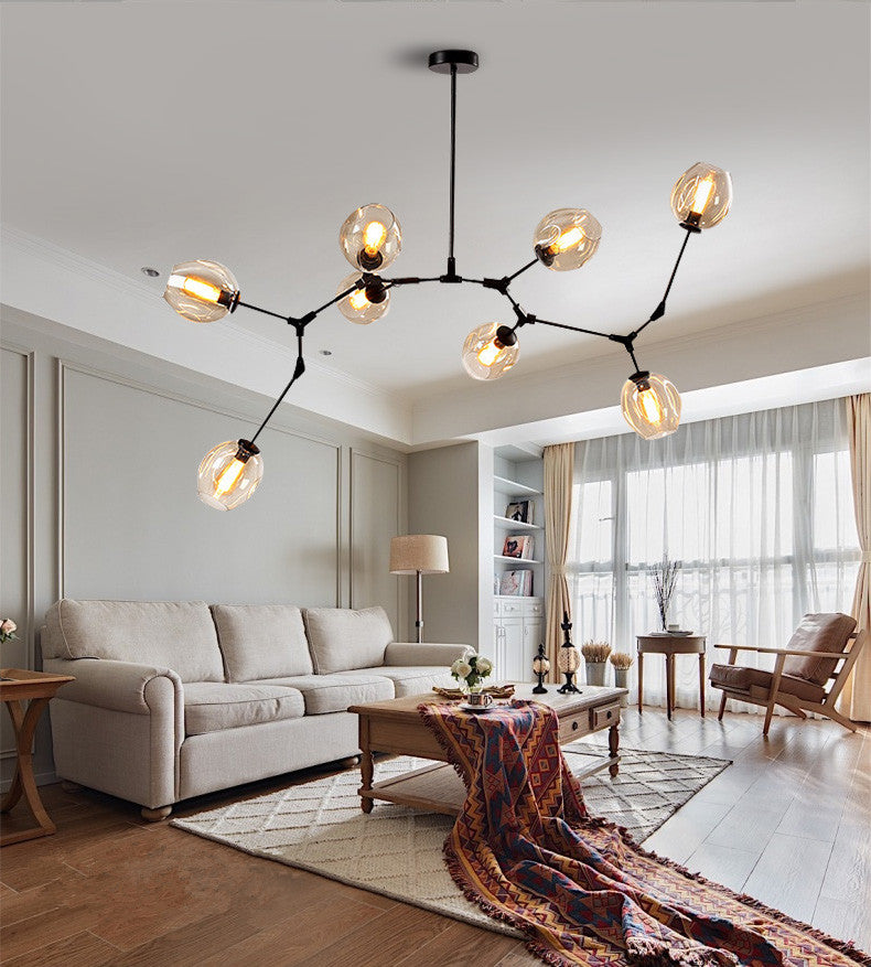 GUXEN 5/7/9 Lights Modern Art Chandelier Nordic Glass Ball lamp gold/black body for dining room.