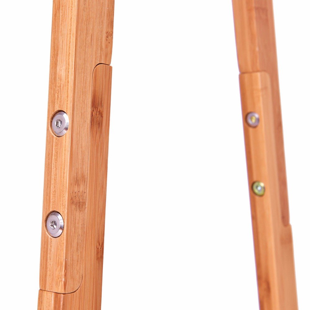 Giantex Portable Bamboo Garment Shelves Stand Clothes Organizer Coat Shoes Storage Rolling Laundry Rack Clothes Hanger HW56491