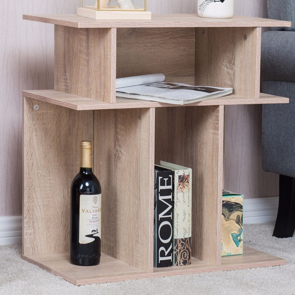 Giantex Modern Coffee Table Living Room End Side Sofa Table Wood Storage Desk Home Furniture With Diaplay Shelf HW56634
