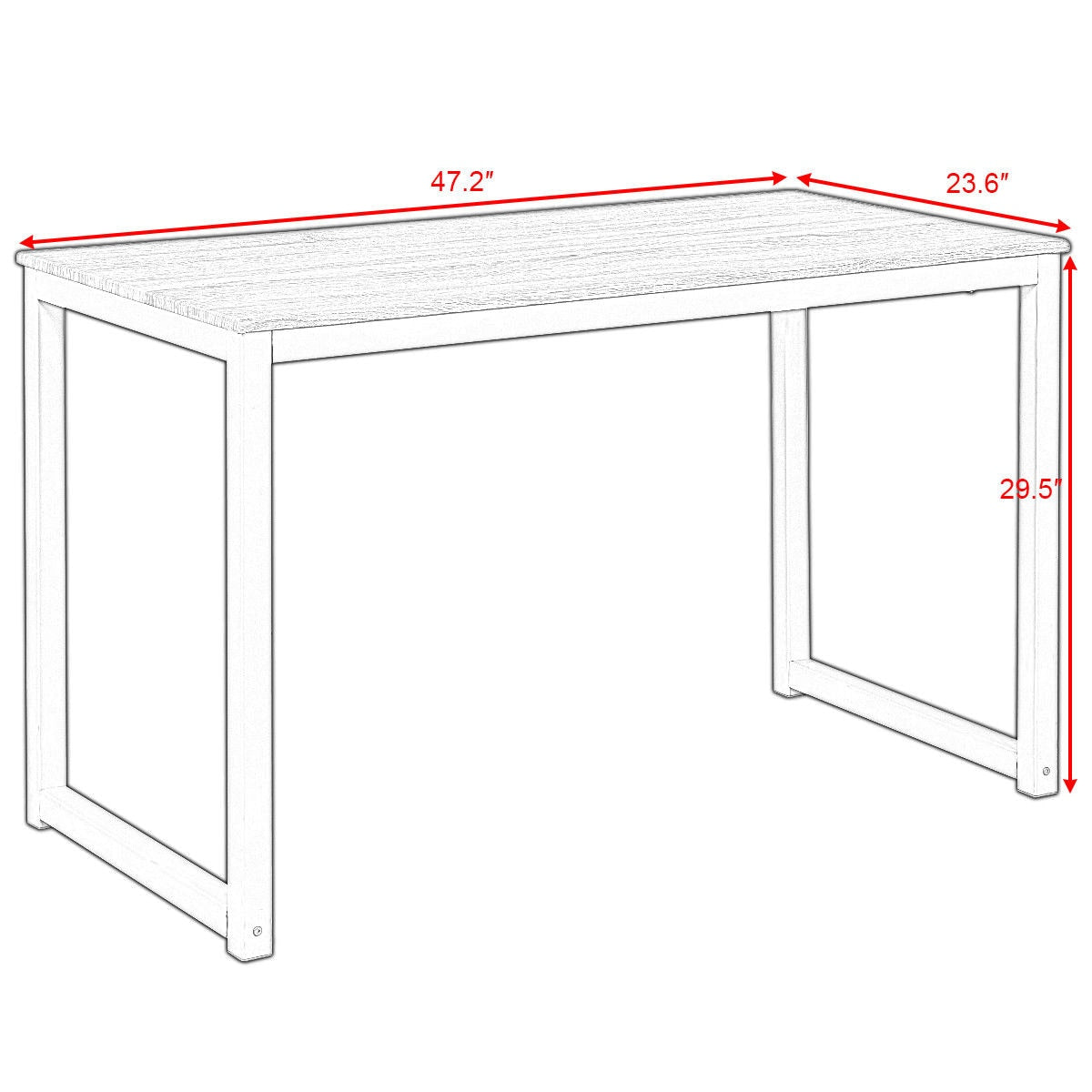Giantex 47'' Computer Desk PC Modern Laptop Table Study Writing Workstation Home Office Console Tables HW56250BK