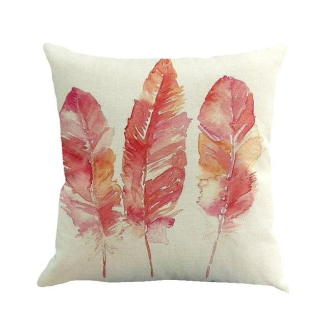 Feather Patterns Pillow Case Nordic Artistic Linen Cotton Cushion Cover Without Inner For Girls Room Decoration Home Decor #L