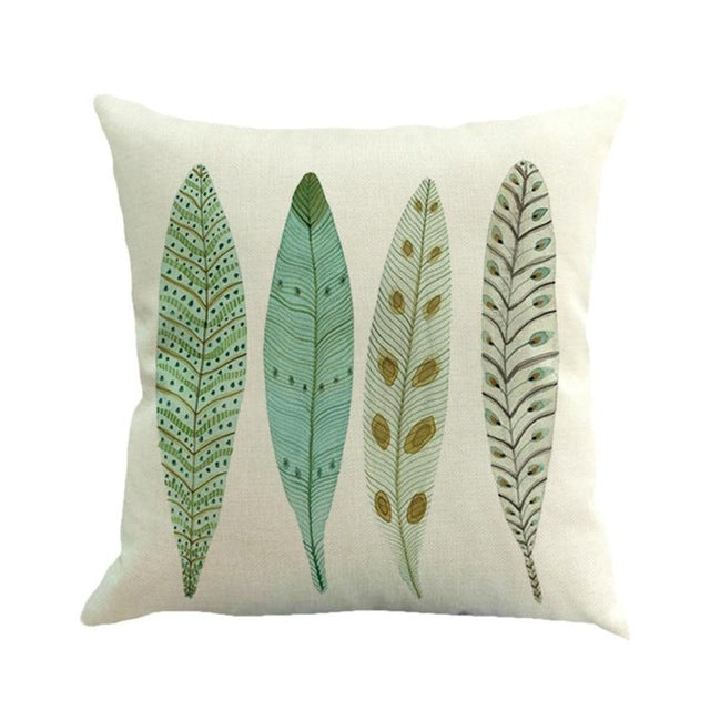 Feather Patterns Pillow Case Nordic Artistic Linen Cotton Cushion Cover Without Inner For Girls Room Decoration Home Decor #L