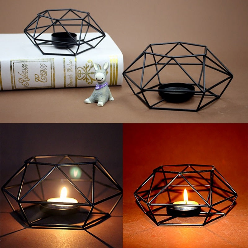 Home Ornaments Geometric Candlestick Wall Candle Holder Sconce Matching Tealight Steel Minimalist new