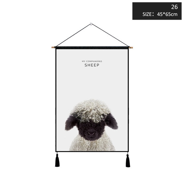 Miz 1 Piece 45*65 cm Tapestry Wall Hanging Animal Painting Poster Nordic Decoration Wall Pictures for Living Room