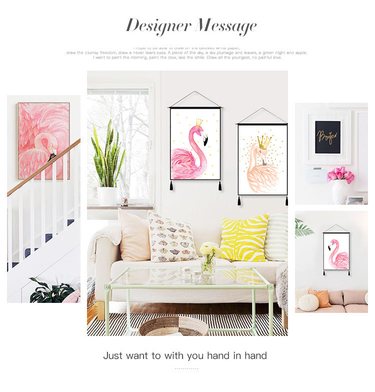Miz 1 Piece Nordic Poster Ins Wall Painting Flamingo Cotton Line Decorative Paintings for Living Room 45*65 cm