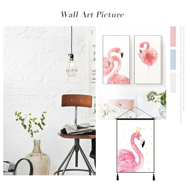 Miz 1 Piece Nordic Poster Ins Wall Painting Flamingo Cotton Line Decorative Paintings for Living Room 45*65 cm