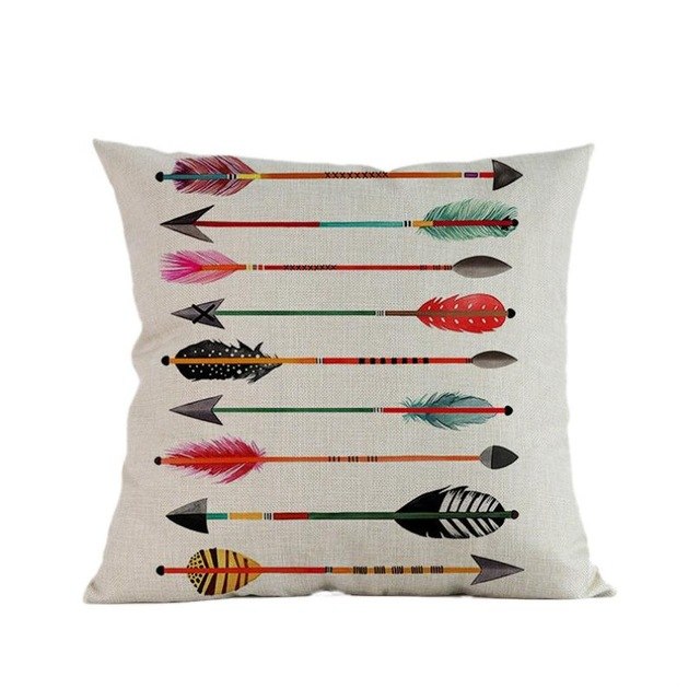 Arrow Printing Cushion Cover Nordic Style Linen Bed Sofa Throw Pillow Case Home Decoration 45cm*45cm #BF