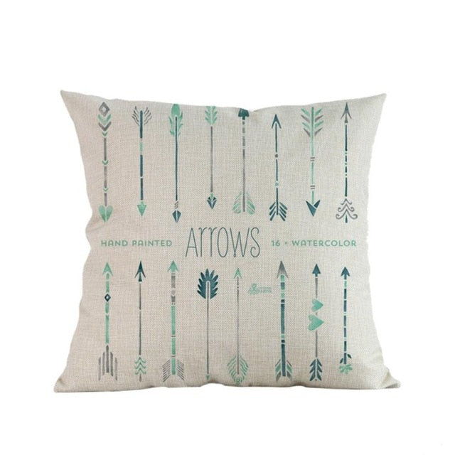 Arrow Printing Cushion Cover Nordic Style Linen Bed Sofa Throw Pillow Case Home Decoration 45cm*45cm #BF