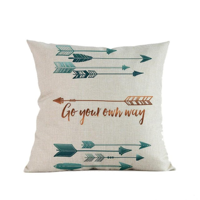 Arrow Printing Cushion Cover Nordic Style Linen Bed Sofa Throw Pillow Case Home Decoration 45cm*45cm #BF