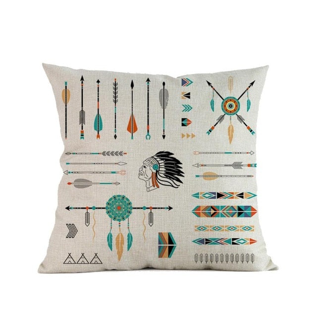 Arrow Printing Cushion Cover Nordic Style Linen Bed Sofa Throw Pillow Case Home Decoration 45cm*45cm #BF