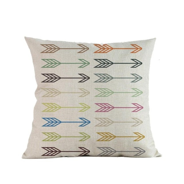 Arrow Printing Cushion Cover Nordic Style Linen Bed Sofa Throw Pillow Case Home Decoration 45cm*45cm #BF