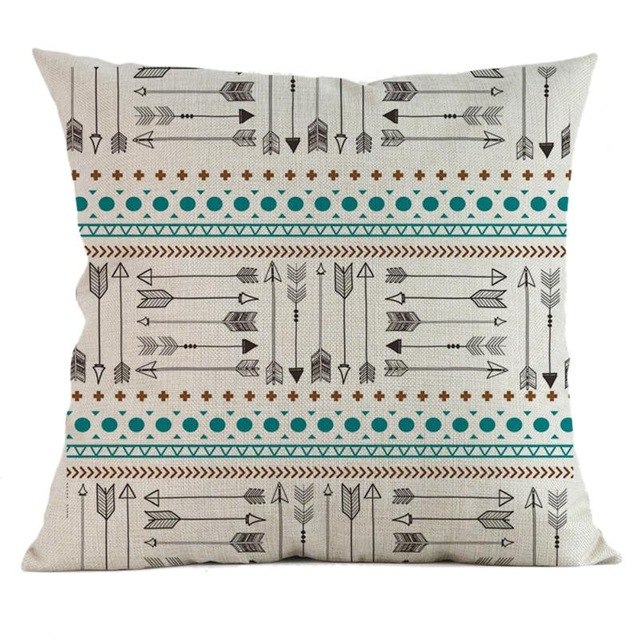 Arrow Printing Cushion Cover Nordic Style Linen Bed Sofa Throw Pillow Case Home Decoration 45cm*45cm #BF
