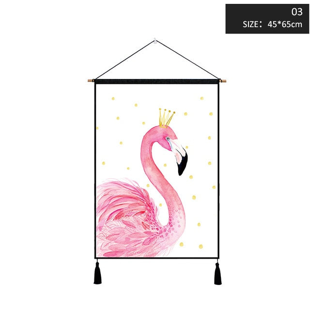 Miz 1 Piece Nordic Poster Ins Wall Painting Flamingo Cotton Line Decorative Paintings for Living Room 45*65 cm