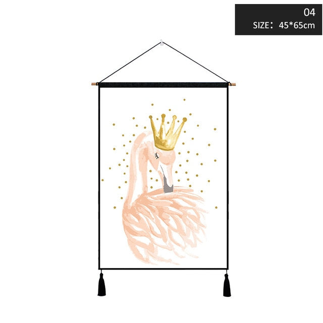 Miz 1 Piece Nordic Poster Ins Wall Painting Flamingo Cotton Line Decorative Paintings for Living Room 45*65 cm