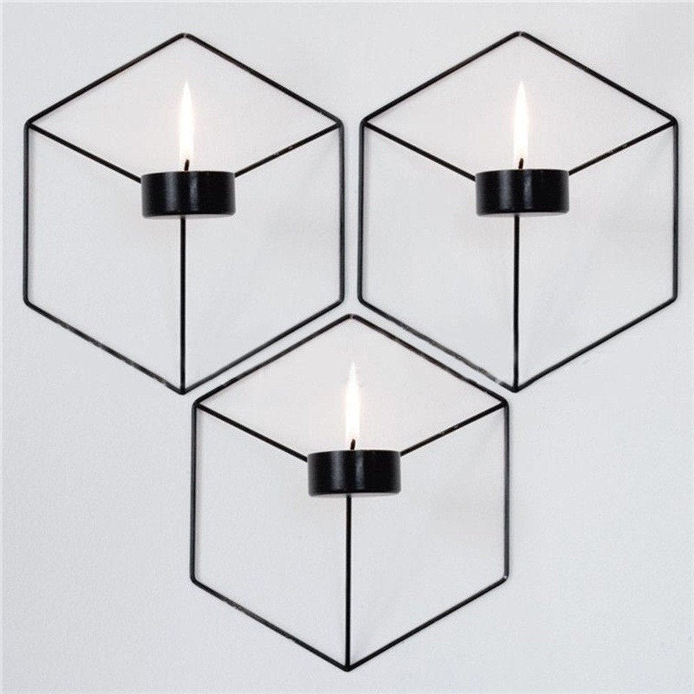 Wind Bell Ornaments Nordic Style 3D Geometric Candlestick Metal Wall Candle Holder Sconce Wedding party Home Decor 2018 Fashion