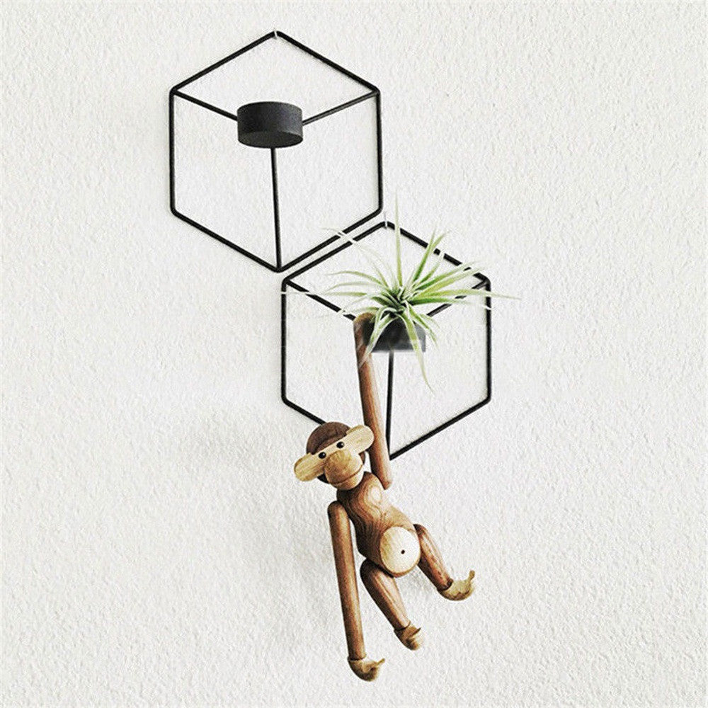Wind Bell Ornaments Nordic Style 3D Geometric Candlestick Metal Wall Candle Holder Sconce Wedding party Home Decor 2018 Fashion