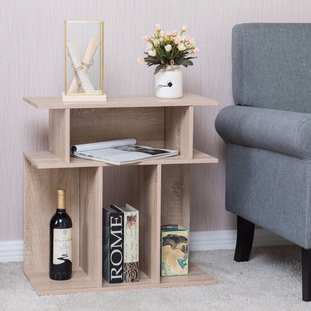 Giantex Modern Coffee Table Living Room End Side Sofa Table Wood Storage Desk Home Furniture With Diaplay Shelf HW56634