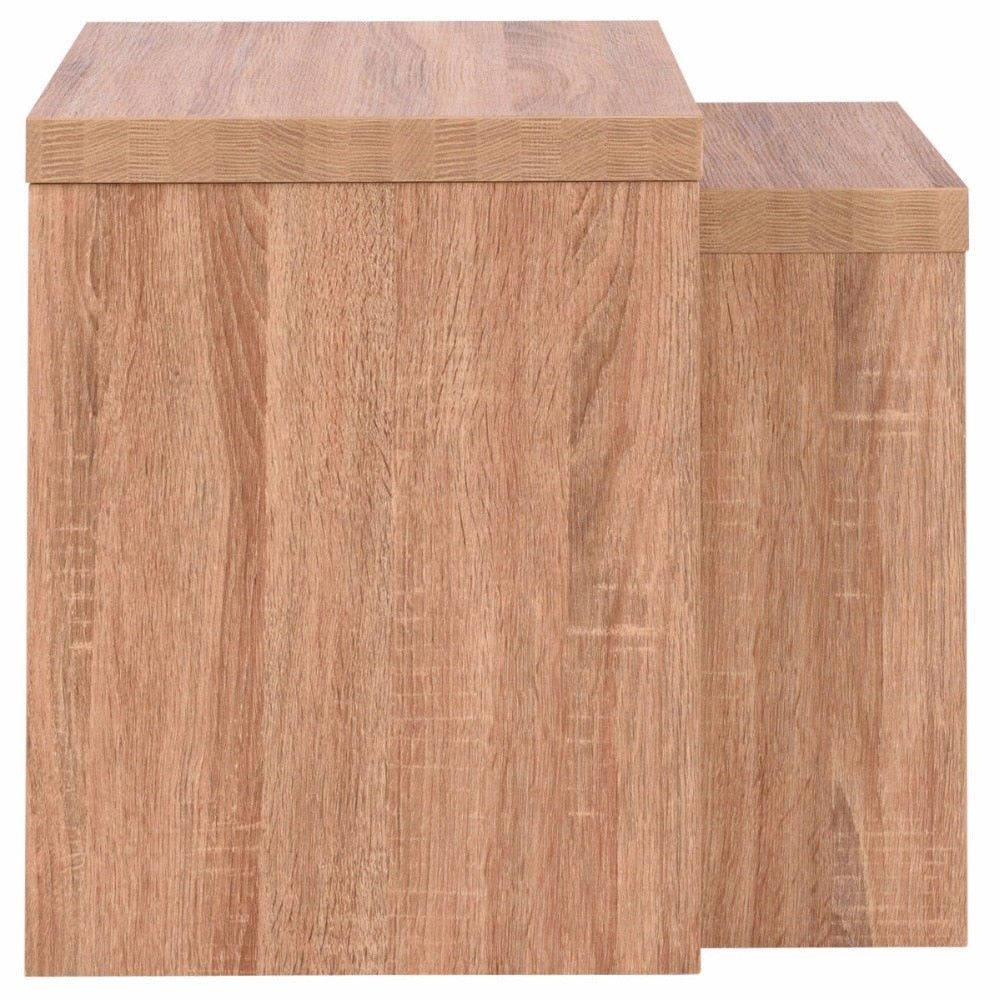 Giantex Set of 2 Nesting Coffee End Table Side Table Wood Color  Living Room Furniture HW58203
