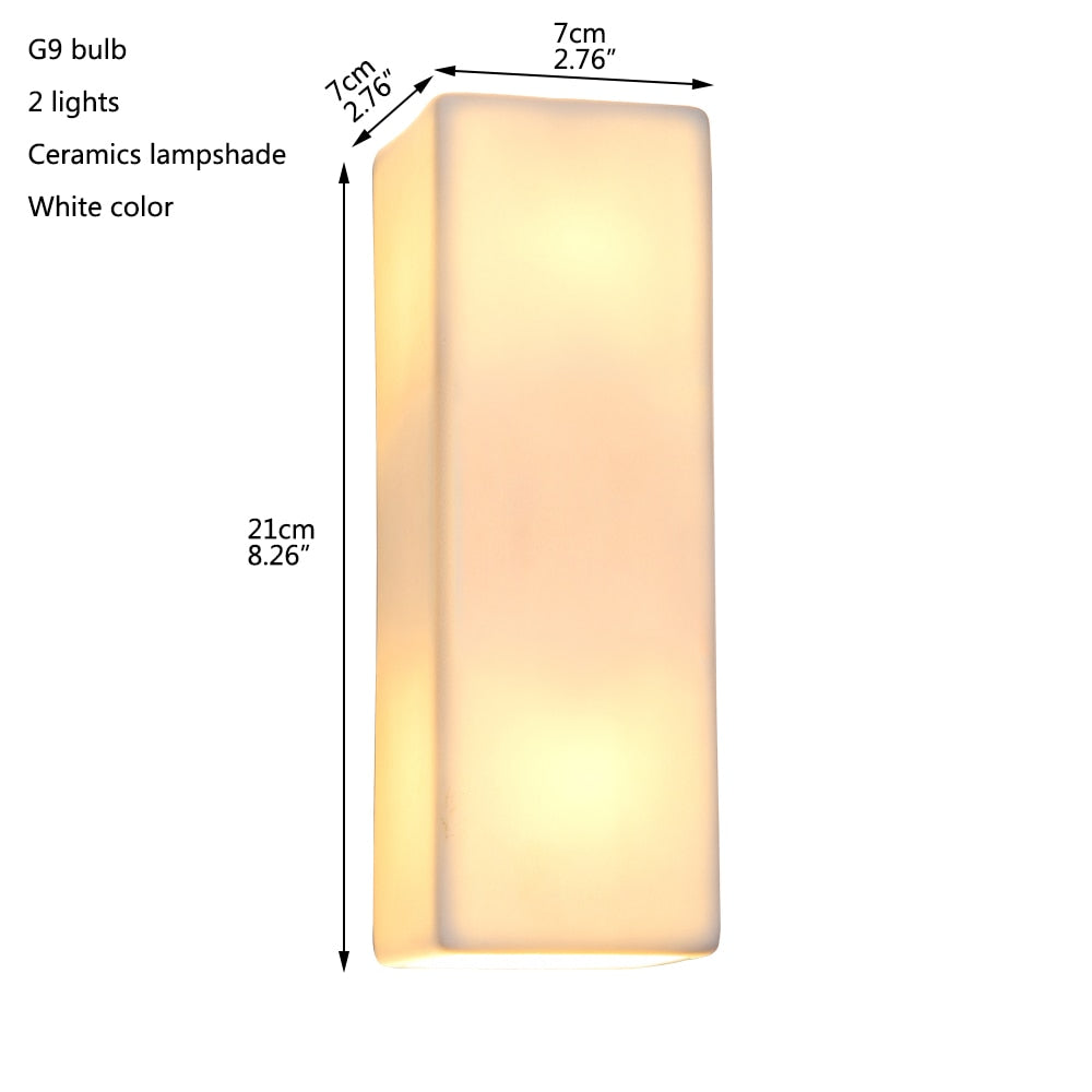 Modern nordic loft brief white wall lamps sconce ceramic lampshade G9 led wall light for home porch living room bedroom bathroom