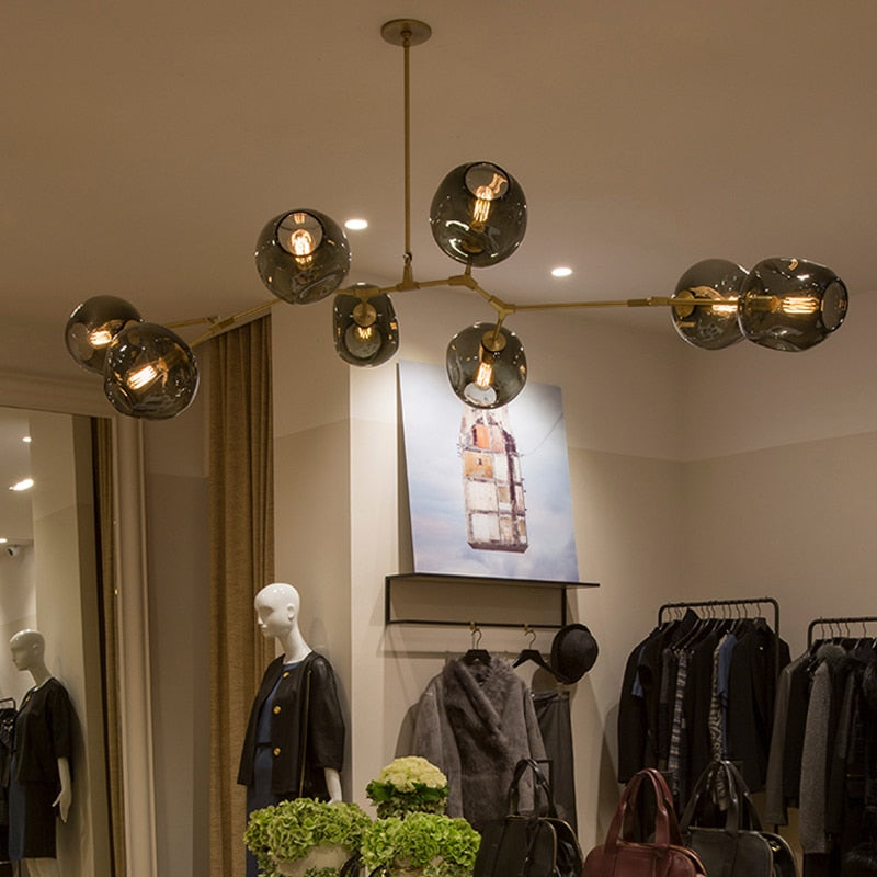 GUXEN 5/7/9 Lights Modern Art Chandelier Nordic Glass Ball lamp gold/black body for dining room.