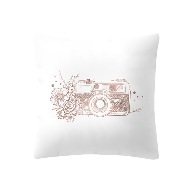 Rose Gold Pink Cushion Cover Tai Chi camera nordic geometric pillow cover fashion Square Decorative Pillowcase Home Decor
