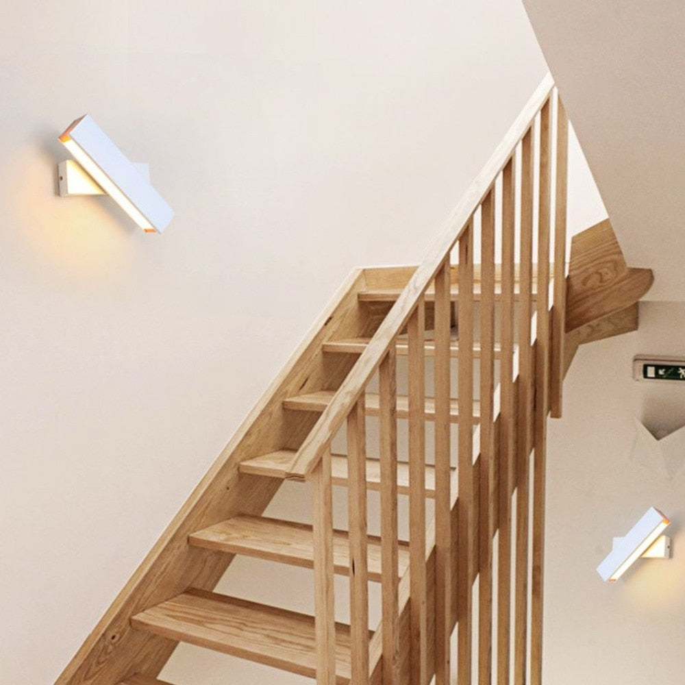Modern Nordic Solid Wood LED Rotated Wall Lamp Bedside Night Light Bedroom Living Room Light Fixture Wall Decor Art Lamp Light