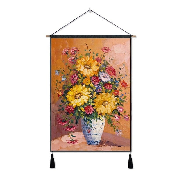 Frameless Nordic Style Still Life Wall Hanging ation Pictures Tapestry Background With Two Tassels Pictures By Numbers Decor