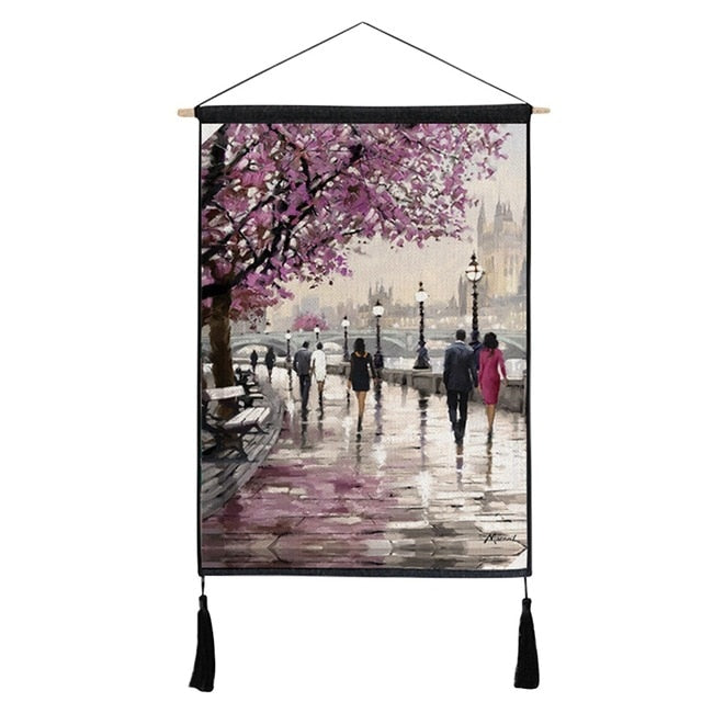 Nordic Style Simple Hanging ative Painting Background Wall Borderless Cotton And Linen With Two Tassels Decor
