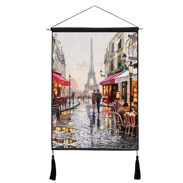 Nordic Style Simple Hanging ative Painting Background Wall Borderless Cotton And Linen With Two Tassels Decor