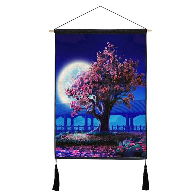 Nordic Style Simple Hanging ative Painting Background Wall Borderless Cotton And Linen With Two Tassels Decor
