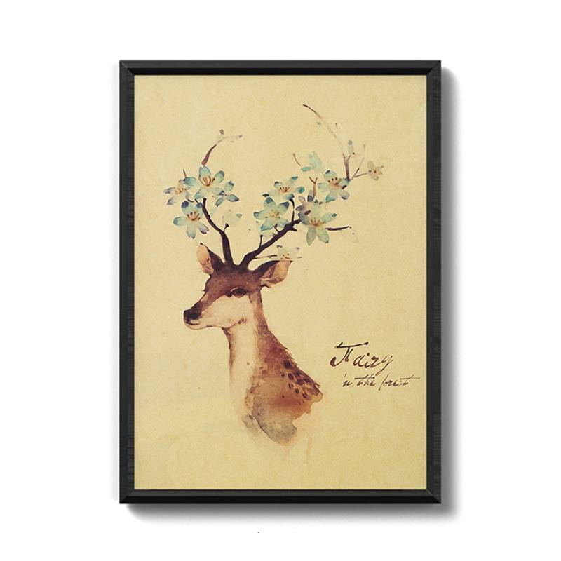 Nordic Style Deer Feather Print Poster Wall Minimalist Art Canvas Painting Landscape Picture Home Furnishing