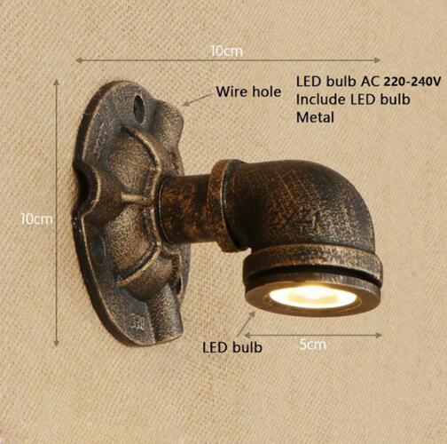 LED Loft Industrial Nordic steam punk iron rust Water pipe retro wall lamp sconce lights for living room restaurant bedside
