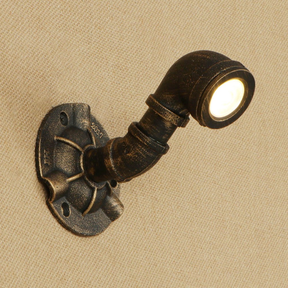LED Loft Industrial Nordic steam punk iron rust Water pipe retro wall lamp sconce lights for living room restaurant bedside
