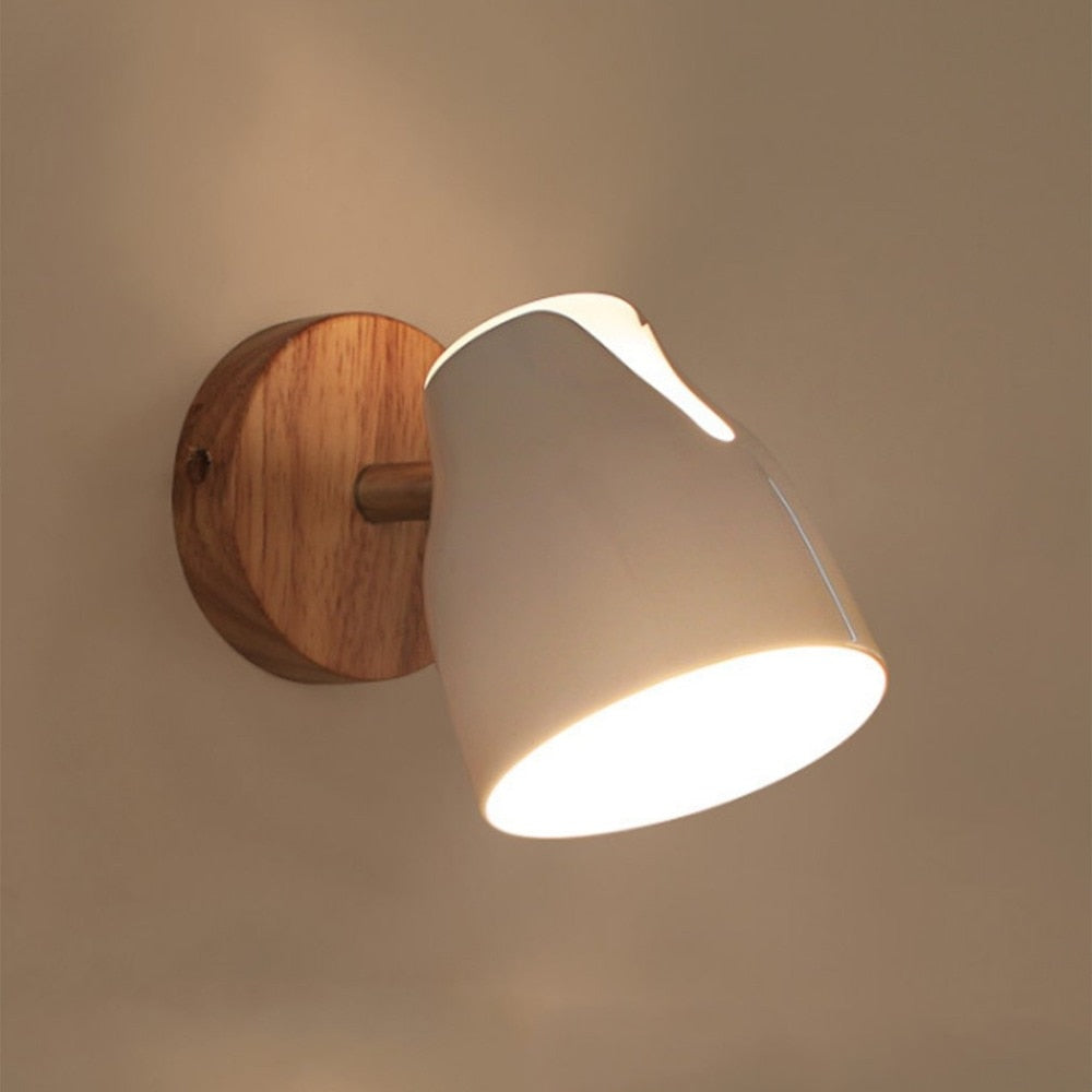 Nordic wood art wall light modern led bedroom bedside decoration light living room corridor hotel wall lamp light