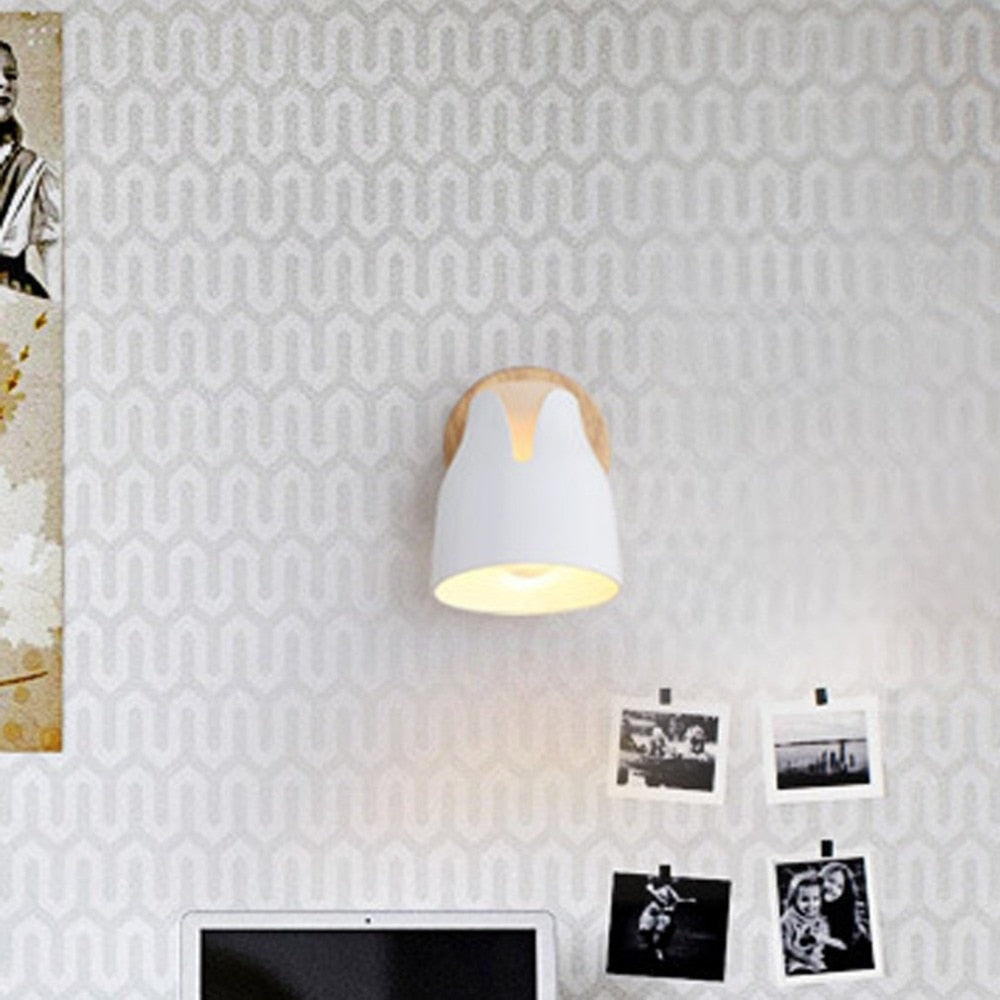 Nordic wood art wall light modern led bedroom bedside decoration light living room corridor hotel wall lamp light