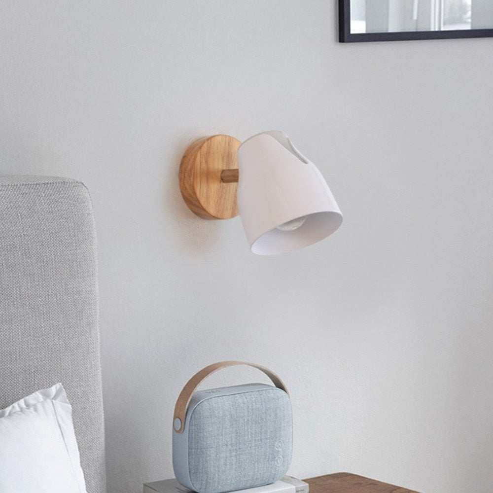 Nordic wood art wall light modern led bedroom bedside decoration light living room corridor hotel wall lamp light