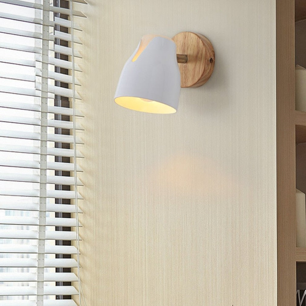 Nordic wood art wall light modern led bedroom bedside decoration light living room corridor hotel wall lamp light