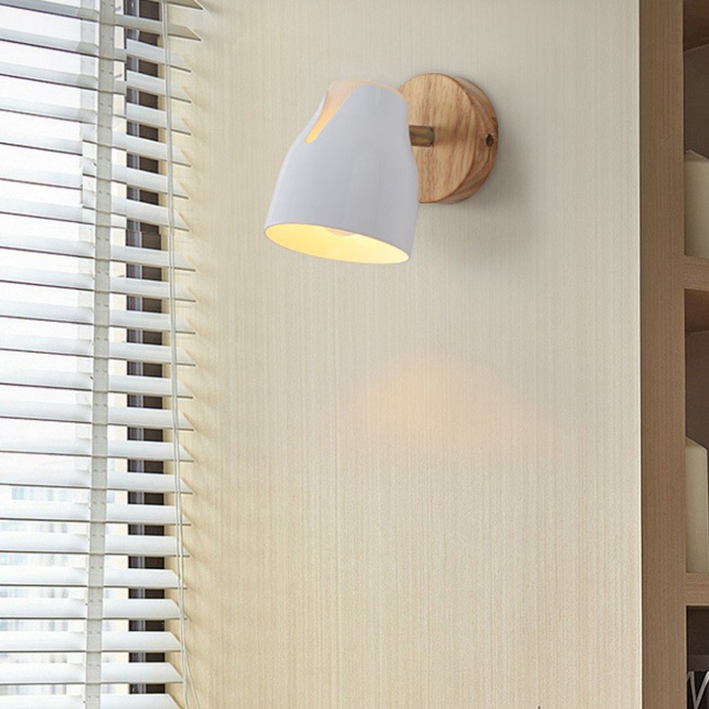 Nordic wood art wall light modern led bedroom bedside decoration light living room corridor hotel wall lamp light