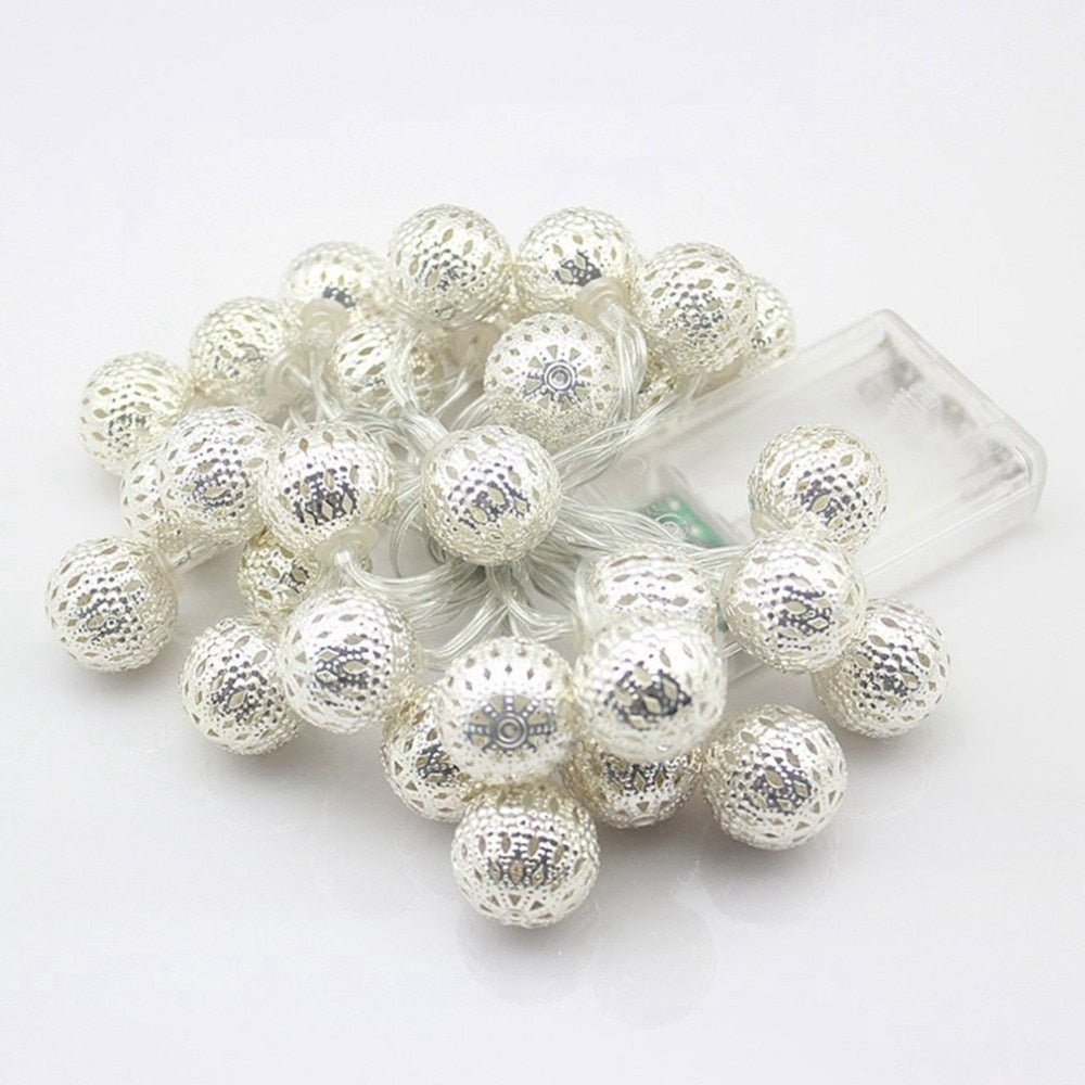 Lighting Strings Nordic Wrought Iron Battery Operated light Moroccan ball Retro Style Creative Personality Bedroom Bedside lamp