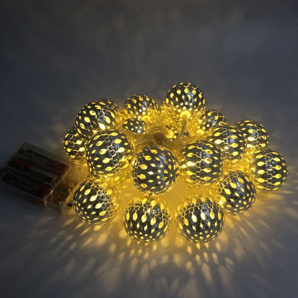 Lighting Strings Nordic Wrought Iron Battery Operated light Moroccan ball Retro Style Creative Personality Bedroom Bedside lamp