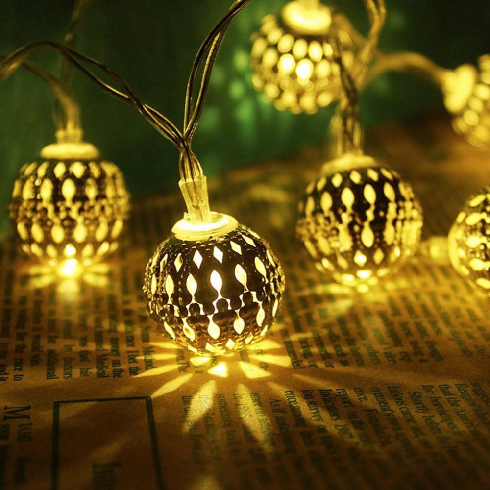 Lighting Strings Nordic Wrought Iron Battery Operated light Moroccan ball Retro Style Creative Personality Bedroom Bedside lamp