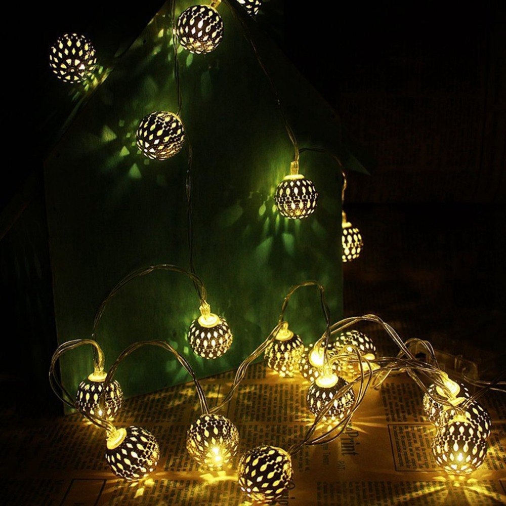Lighting Strings Nordic Wrought Iron Battery Operated light Moroccan ball Retro Style Creative Personality Bedroom Bedside lamp