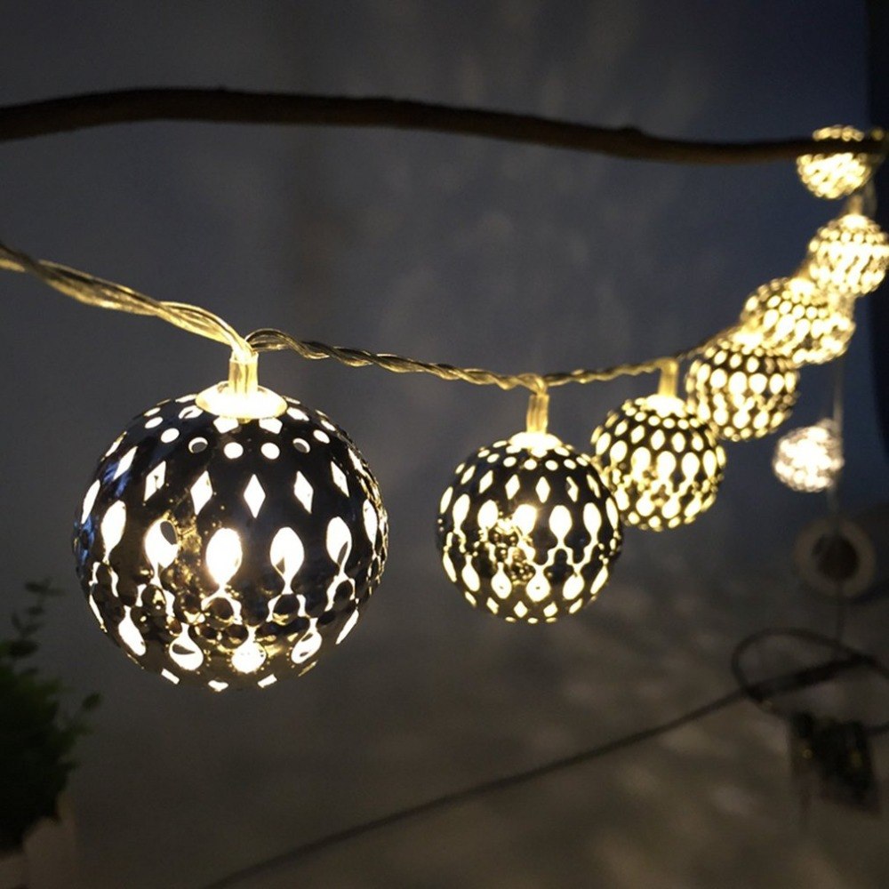 Lighting Strings Nordic Wrought Iron Battery Operated light Moroccan ball Retro Style Creative Personality Bedroom Bedside lamp