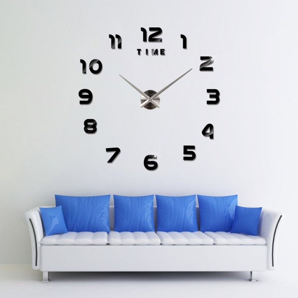Full Number Sticker DIY Needle Quartz Wall Clocks for Home Living Room Minimalist Wall Clock Fashion 3D Mirror Clocks